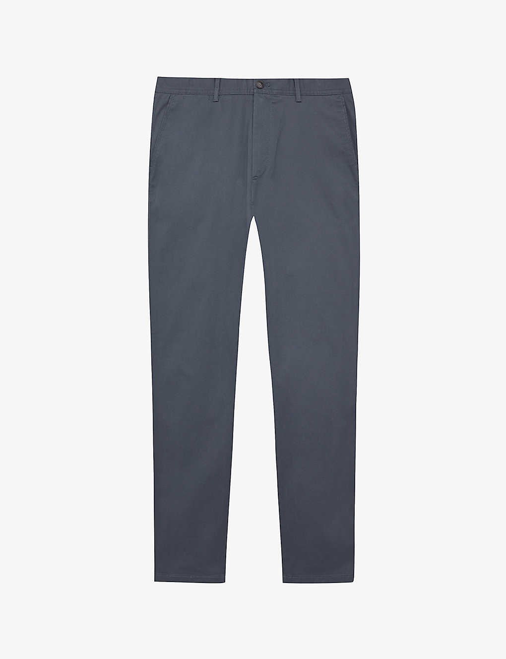 Shop Reiss Men's Airforce Blue Pitch Slim-leg Washed-finish Stretch-cotton Chinos