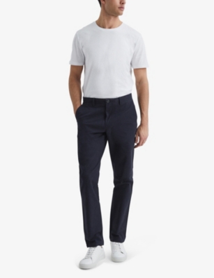 Reiss Mens Navy Pitch Slim-leg Washed-finish Stretch-cotton Chinos In Navy