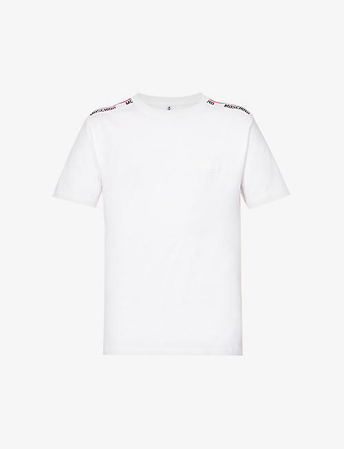 MOSCHINO: Brand-tape crewneck cotton-jersey T-shirt
