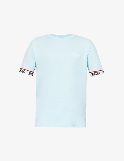 MOSCHINO: Logo-tape cotton-jersey T-shirt
