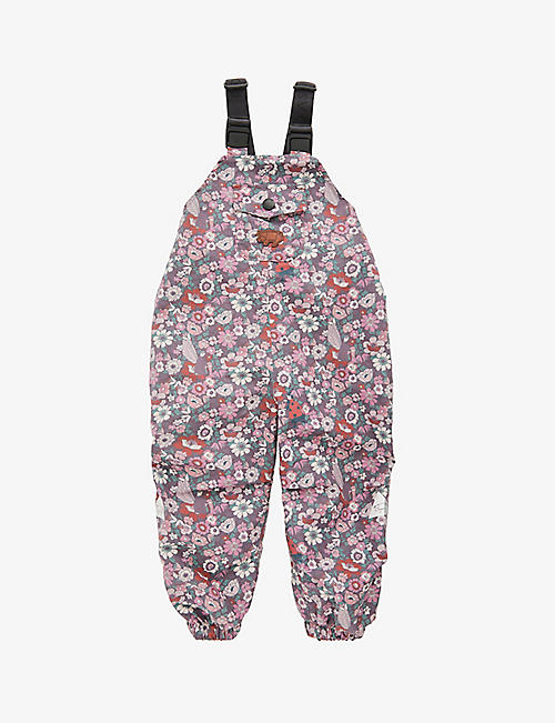 TOASTIE: Floral-print waterproof recycled-polyester dungarees 1-5 years