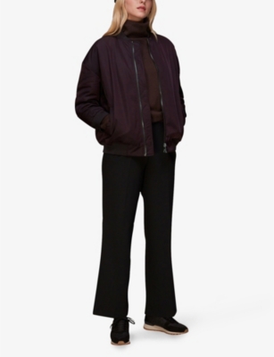Shop Whistles Women's Plum/claret Maria Recycled-polyester Bomber Jacket In Purple