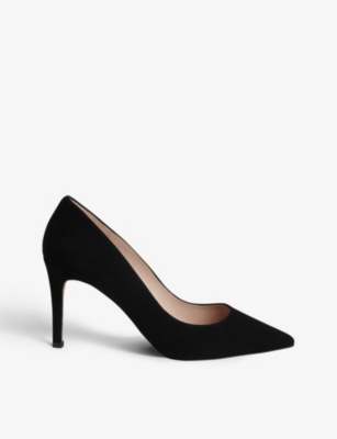 Whistles Womens Black Corie Suede Heeled Pumps