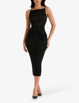 House Of Cb Embellished Body-con Midi Dress In Black