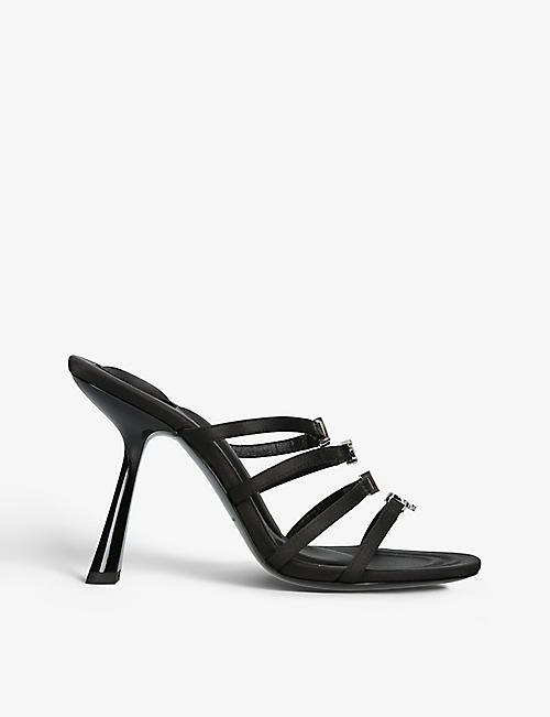 ALEXANDER WANG: Nala crystal-embellished logo satin heeled sandals