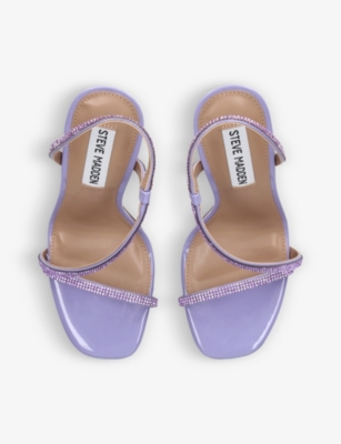 STEVE MADDEN STEVE MADDEN WOMEN'S PURPLE NOVELIZE-R CRYSTAL-EMBELLISHED FAUX-LEATHER HEELED SANDALS