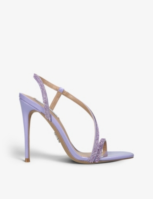 Steve Madden Womens Purple Novelize-r Crystal-embellished Faux-leather Heeled Sandals In Purple