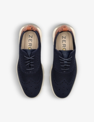 Shop Cole Haan Men's Navy Zerogrand Stitchlite Knitted Oxford Shoes