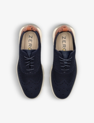 Cole Haan Mens Navy Zerogrand Stitchlite Knitted Oxford Shoes In Navy