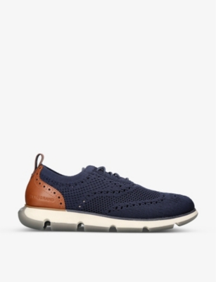 Cole Haan Mens Navy Zerogrand Stitchlite Knitted Oxford Shoes