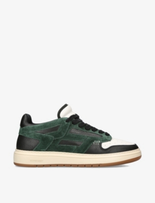 REPRESENT REPRESENT MENS GREEN COMB REPTOR SUEDE AND LEATHER LOW-TOP TRAINERS,64254129