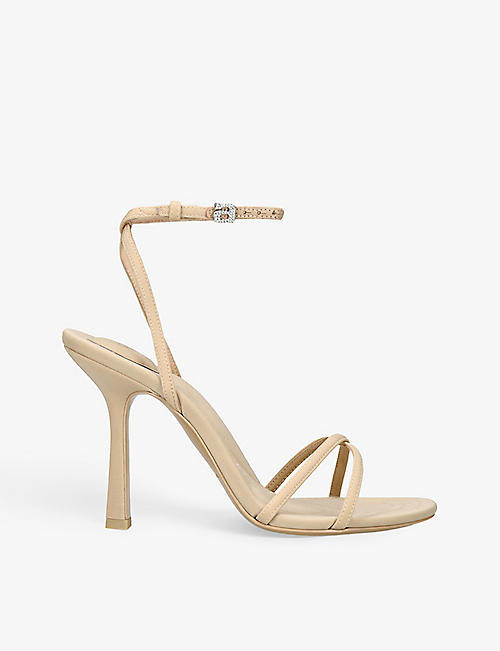 ALEXANDER WANG: Dahlia crossover-strap woven and leather heeled sandals