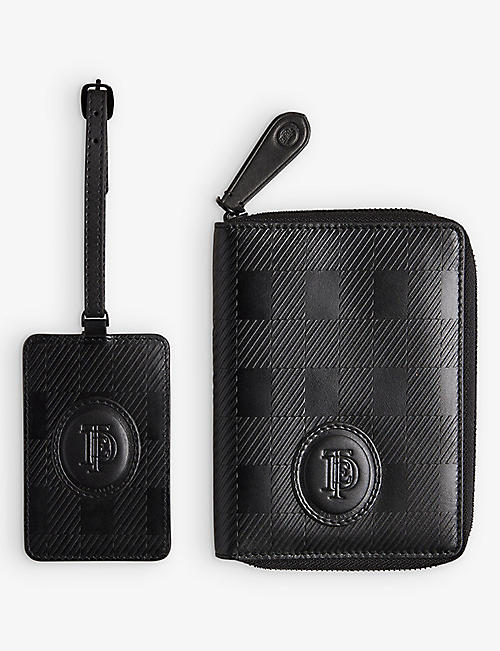 TED BAKER: Tobery checked leather wallet and luggage tag set