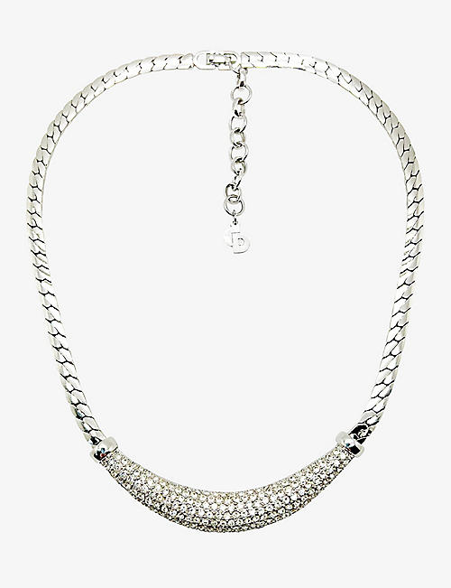 JENNIFER GIBSON JEWELRY: Pre-loved Dior rhodium-plated metal and crystal necklace