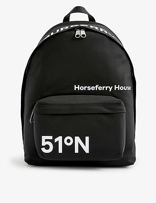 BURBERRY: Horseferry and logo-embellished shell backpack
