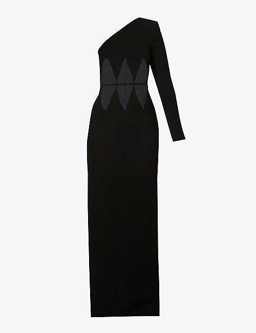 MONOT: Cut-out one-shoulder woven maxi dress