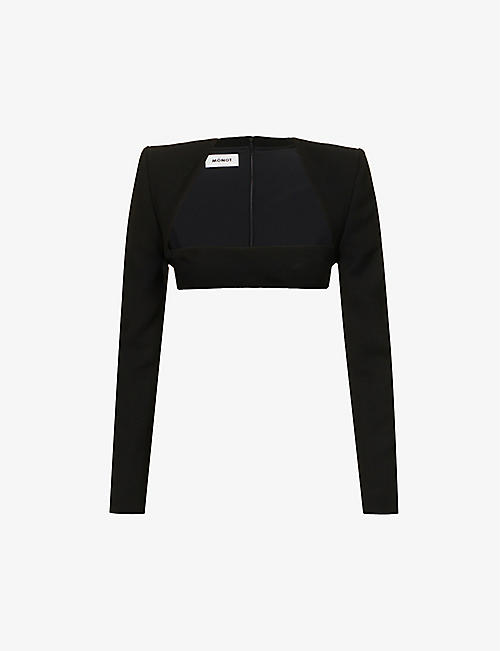 MONOT: Cropped cut-out woven jacket