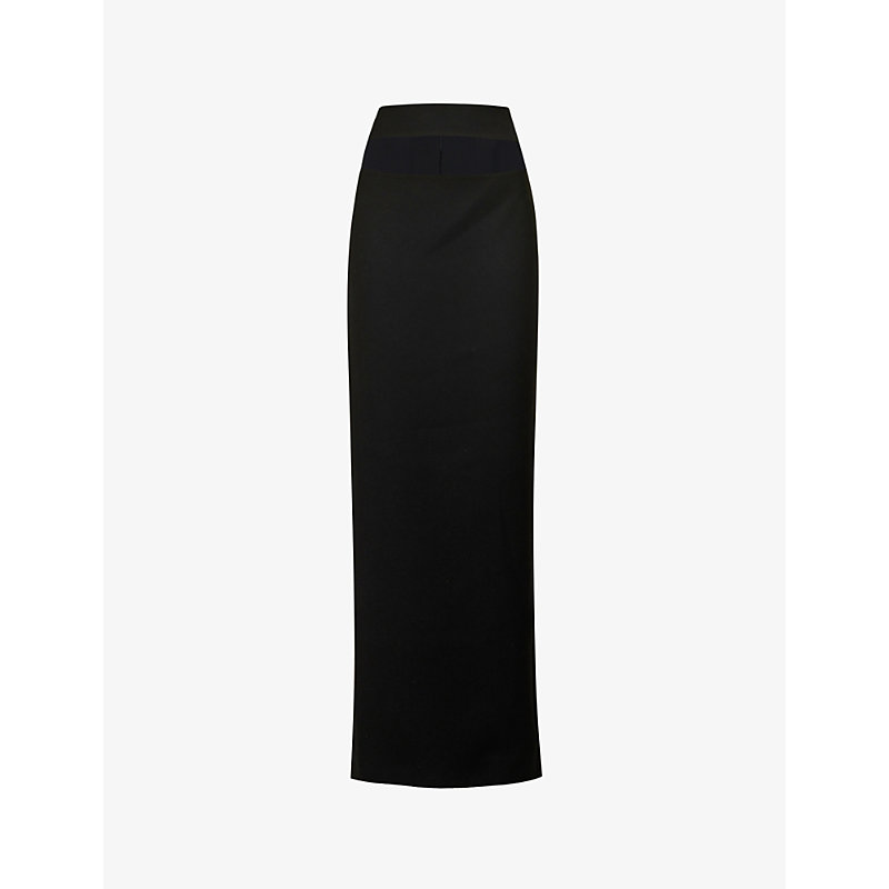Monot Womens Black Split-back Cut-out Woven Maxi Skirt