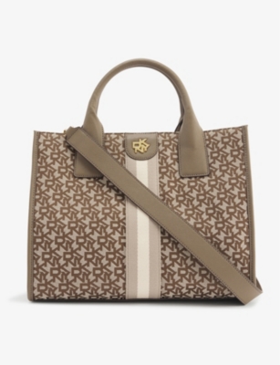 DKNY Carol Logo Print Tote Bag, Chino/Truffle