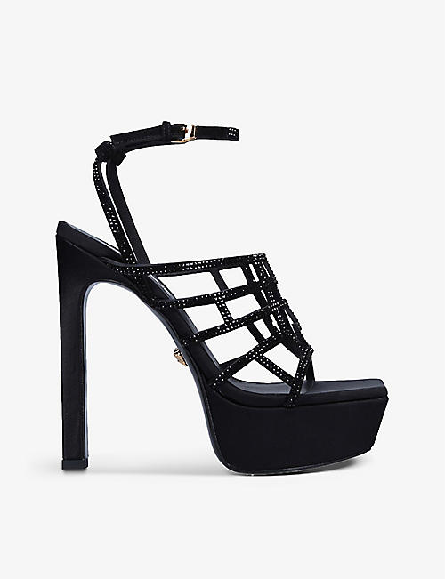 VERSACE: Greca Maze crystal-embellished silk heeled sandals