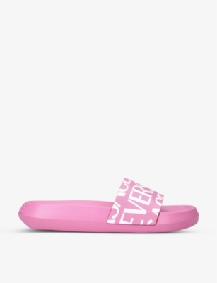 Versace Logo-print Slides In Pink