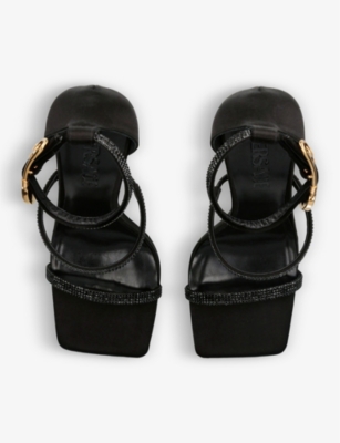 VERSACE Triple-strap leather heeled sandal