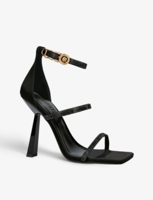 VERSACE Triple-strap leather heeled sandal