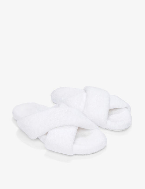 THE WHITE COMPANY: Cross-strap cotton-towelling slippers