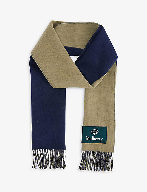 MULBERRY: Bi-Colour wool and cashmere-blend scarf