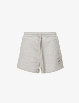Adidas By Stella Mccartney Drawstring Organic Cotton Shorts In Medium Grey Heather