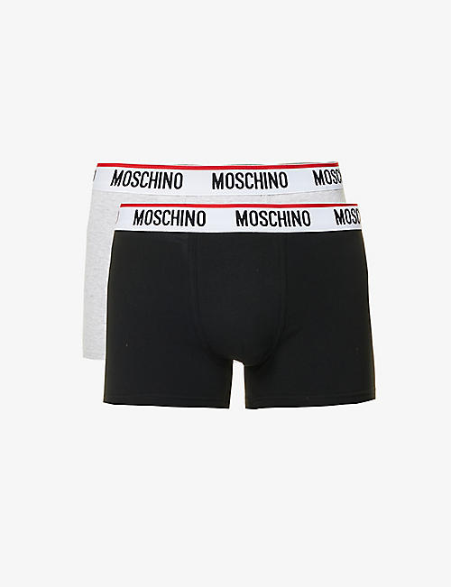MOSCHINO: Logo-waistband pack of three stretch-cotton briefs