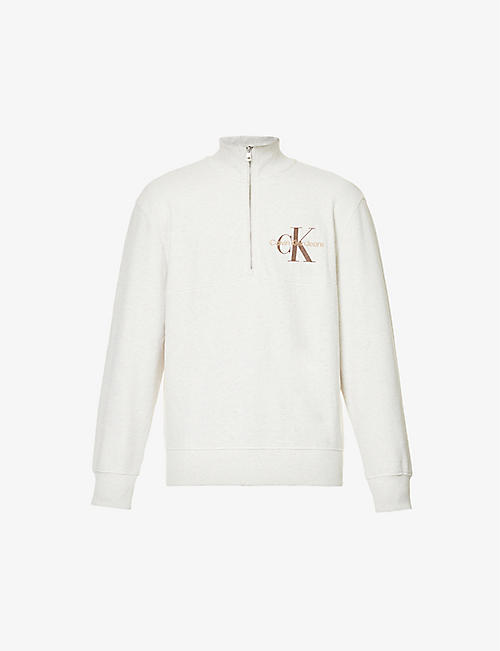 CK JEANS: Branded waffle-texture cotton sweatshirt