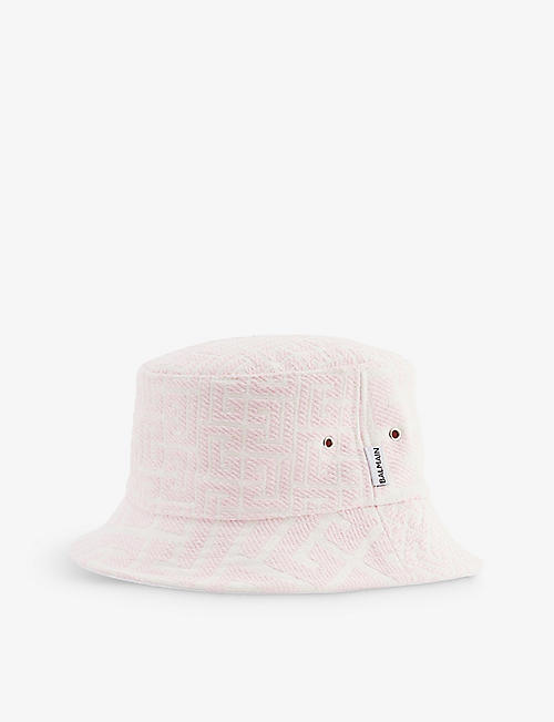 BALMAIN: Monogram-print cotton-blend bucket hat