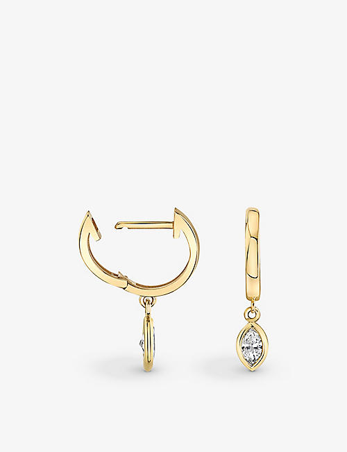 VRAI: 14ct yellow-gold and 0.2ct marquise-cut lab-grown diamond huggie earrings