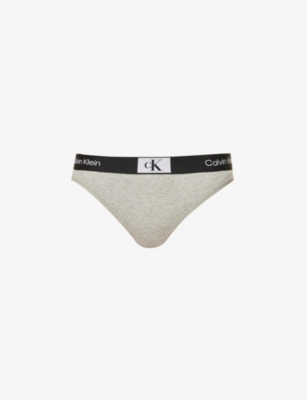 Calvin Klein 1996 Stretch Cotton Modern Thong In Grey