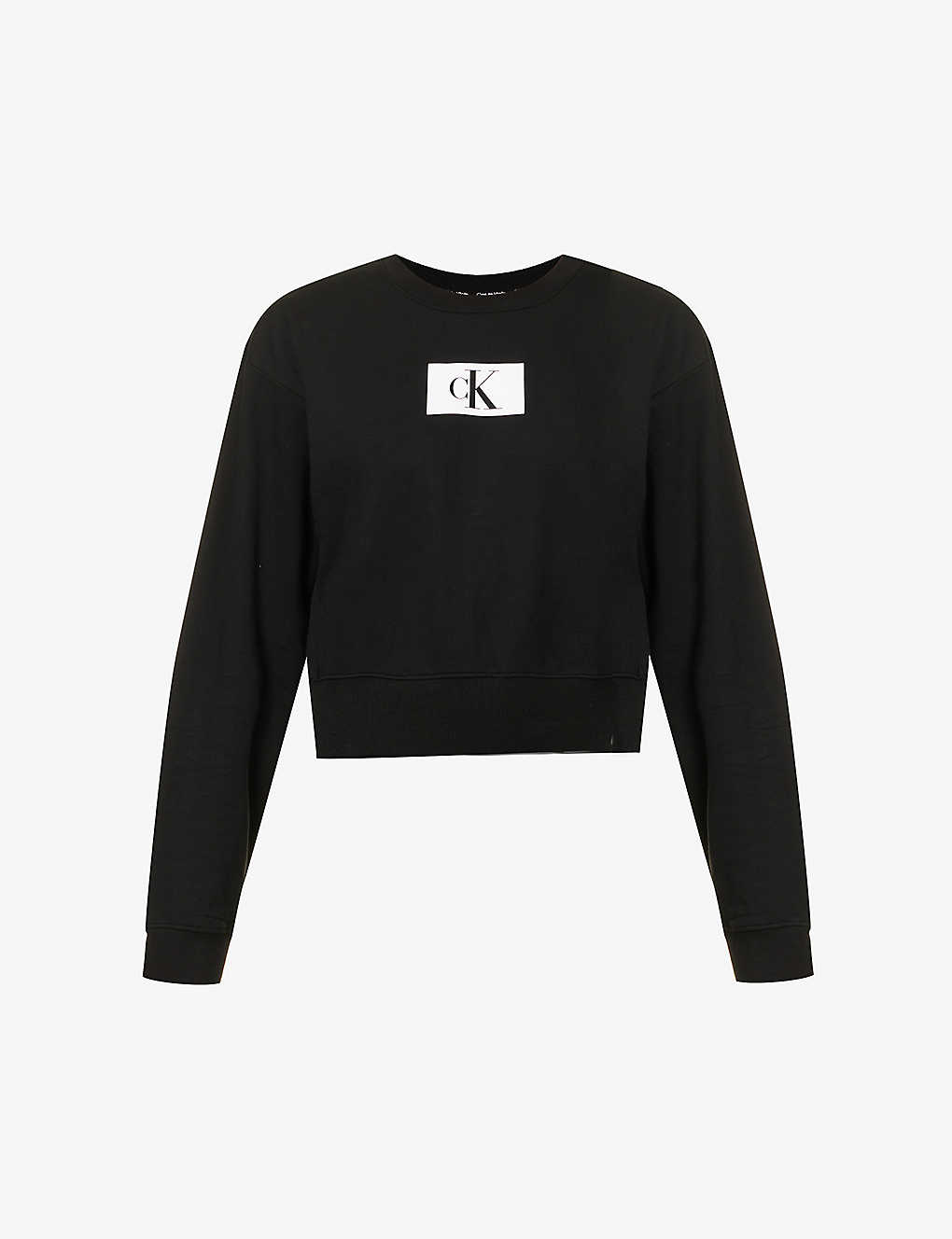 Calvin Klein Womens Black 1996 Lounge Logo-print Cotton And Recycled-cotton Sweatshirt