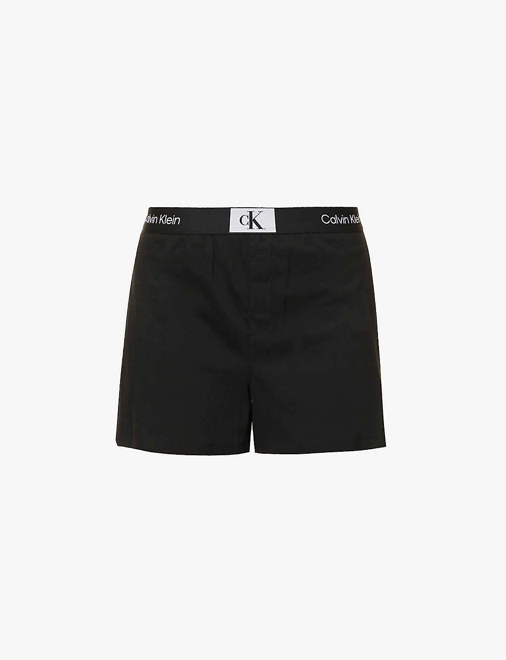 Calvin Klein 1996 Brand-patch Recycled Cotton-blend Sleep Shorts In Black