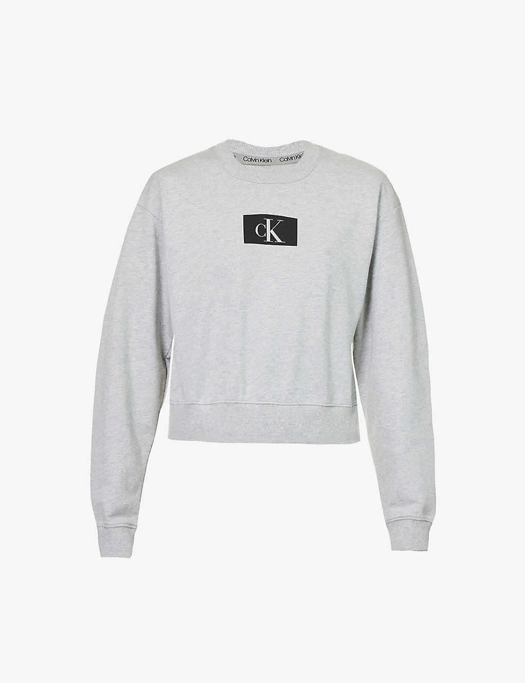 Calvin Klein Womens Grey Heather 1996 Lounge Logo-print Cotton And Recycled-cotton Sweatshirt