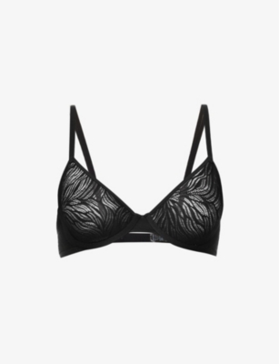 CALVIN KLEIN: Sheer Marquisette embroidered stretch-lace bra