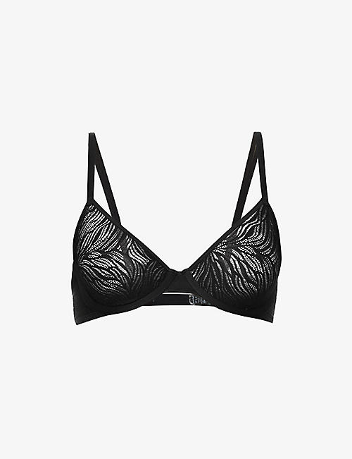 CALVIN KLEIN - Sheer Marquisette embroidered stretch-lace bra
