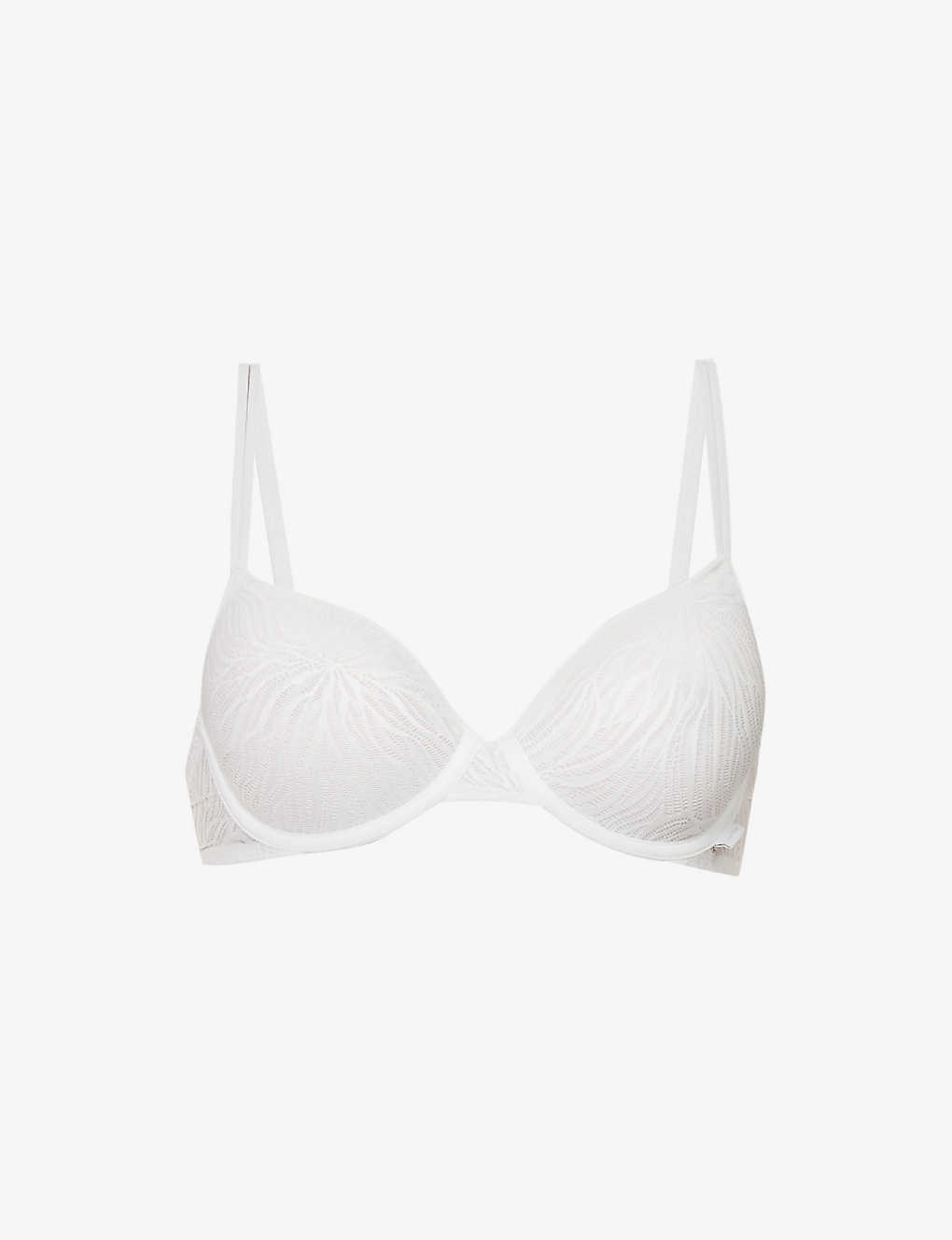 Shop Calvin Klein Women's White Sheer Marquisette Floral-embroidered Stretch-lace Bra
