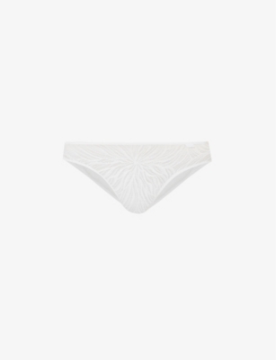 Calvin Klein Womens White Sheer Marquisette Embroidered Stretch-lace Briefs