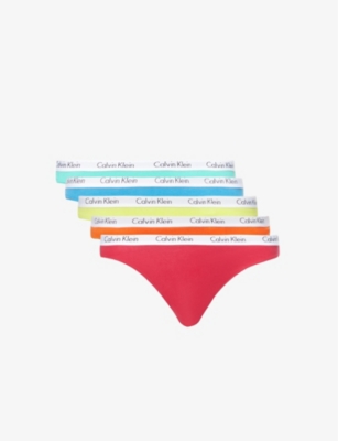 Calvin Klein Womens Pride Combo Carousel Stretch-cotton Pack Of Five Cotton Thongs In Multi-coloured