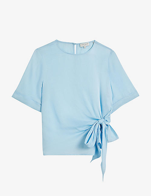 TED BAKER: Thaliya tie-front woven T-shirt