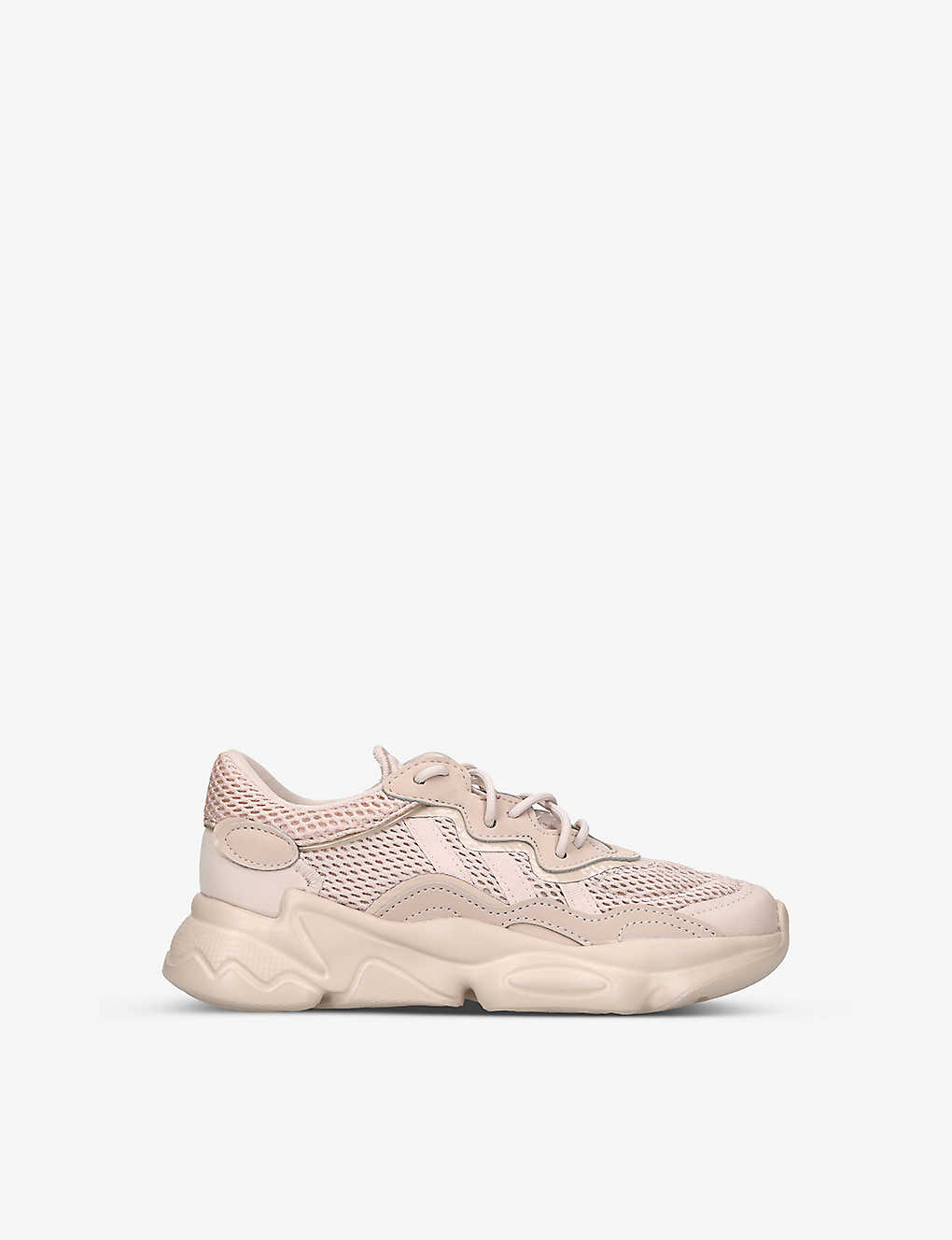 Adidas Originals Adidas Girls Beige Kids Ozweego Chunky-soled Mesh Low-top Trainers 6-9 Years In Wonder Taupe/wonder Taupe/white