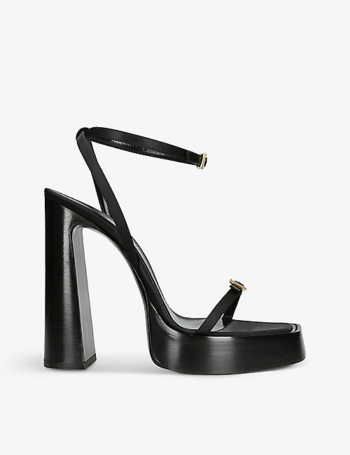 SAINT LAURENT: Carine square-toe satin platform sandals