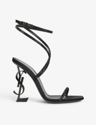 Saint Laurent Womens Black Opyum 110 Leather Heeled Sandals