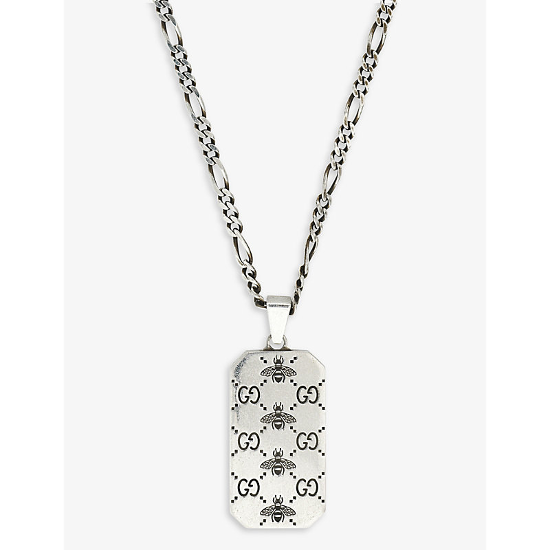 Shop Gucci Women's Silver Signature Sterling-silver Pendant Necklace