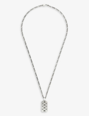 Gucci Gg And Bee Engraved Pendant Necklace In Silver