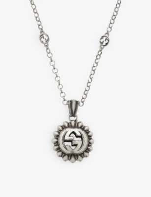 Shop Gucci Women's Silver Interlocking G Logo-embellished Silver Pendant Necklace